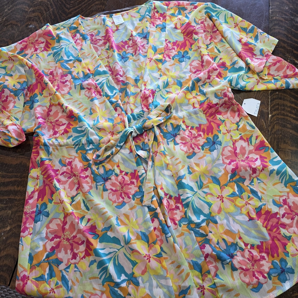 Time and Tru Women's Floral Layering Piece Kimono Top‎ Sm-Med